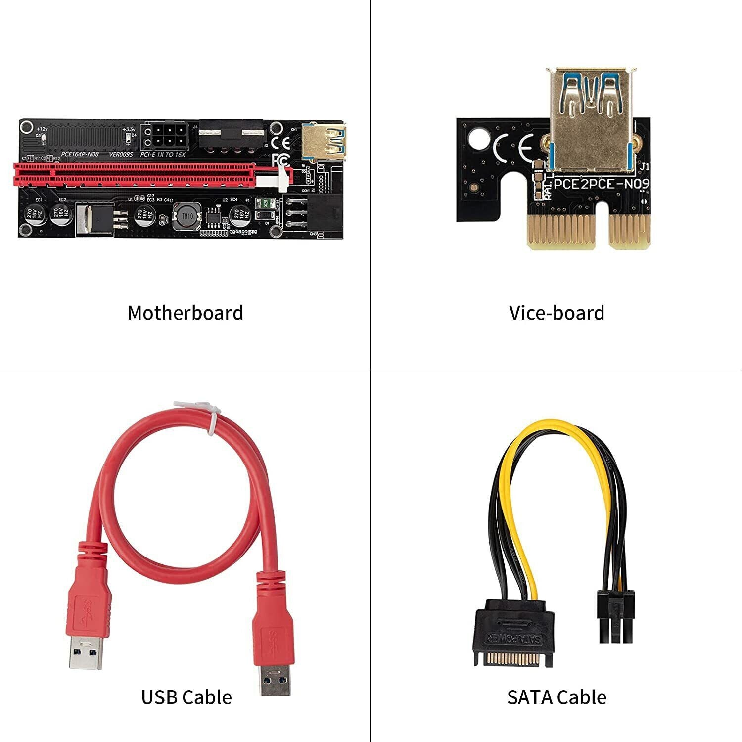 Pack de 5 Riser PCIE VER009S Adaptateur PCI-E PCIe 1x à 16x crypto minage - NEUF