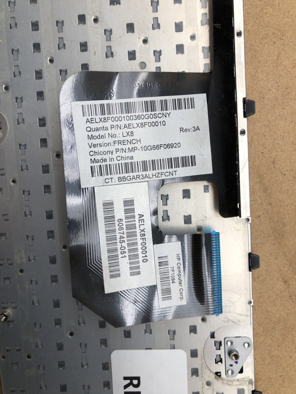Clavier azerty - LX8 - Rev : 3A - HP