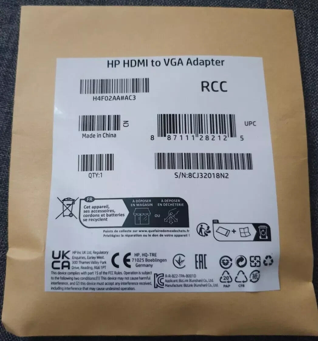 HP adaptateur HDMI vers VGA Noir - NEUF