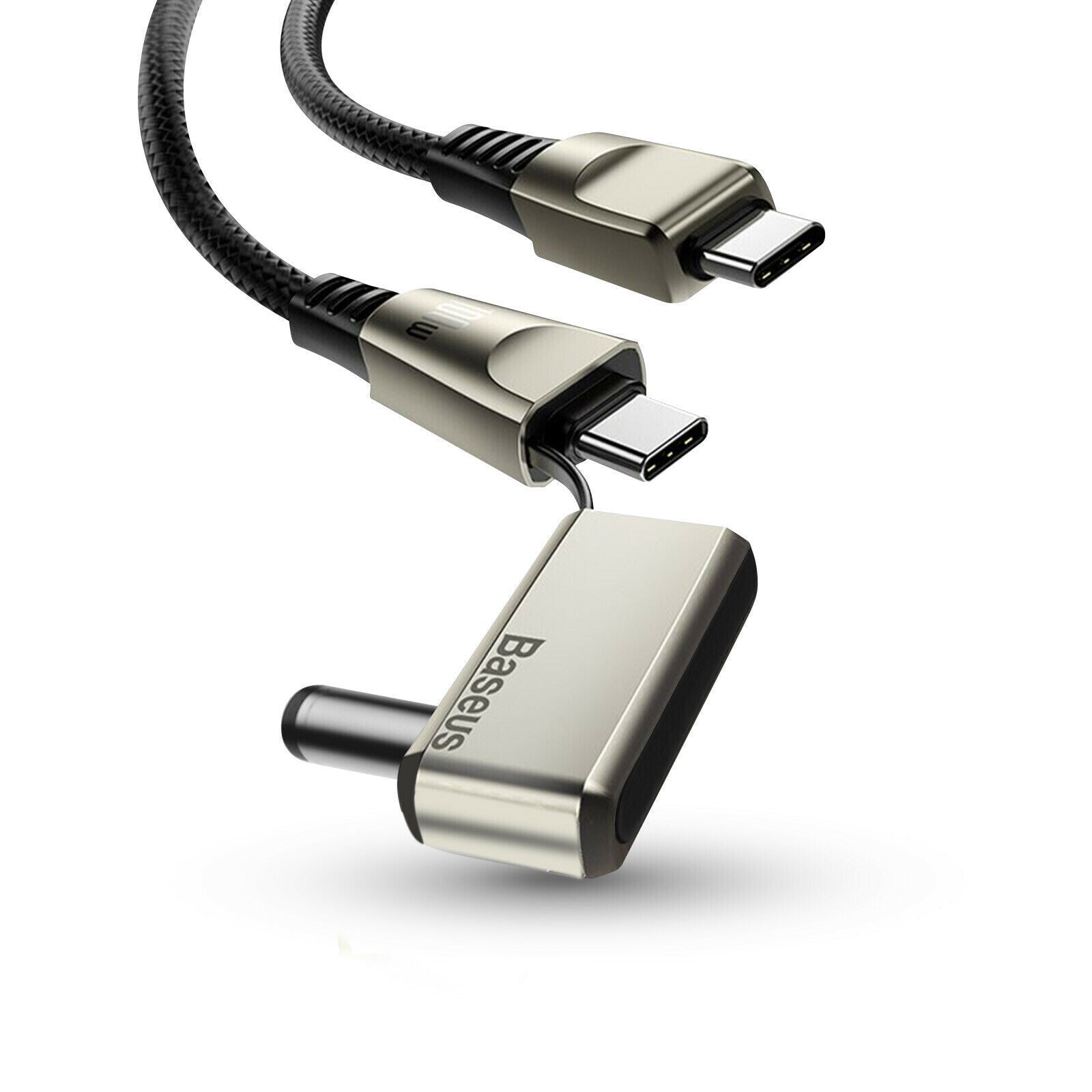 Câble USB-C / USB-C + Prise AC 5.5*2.5mm 100W Charge Rapide Nylon 2m Baseus Noir