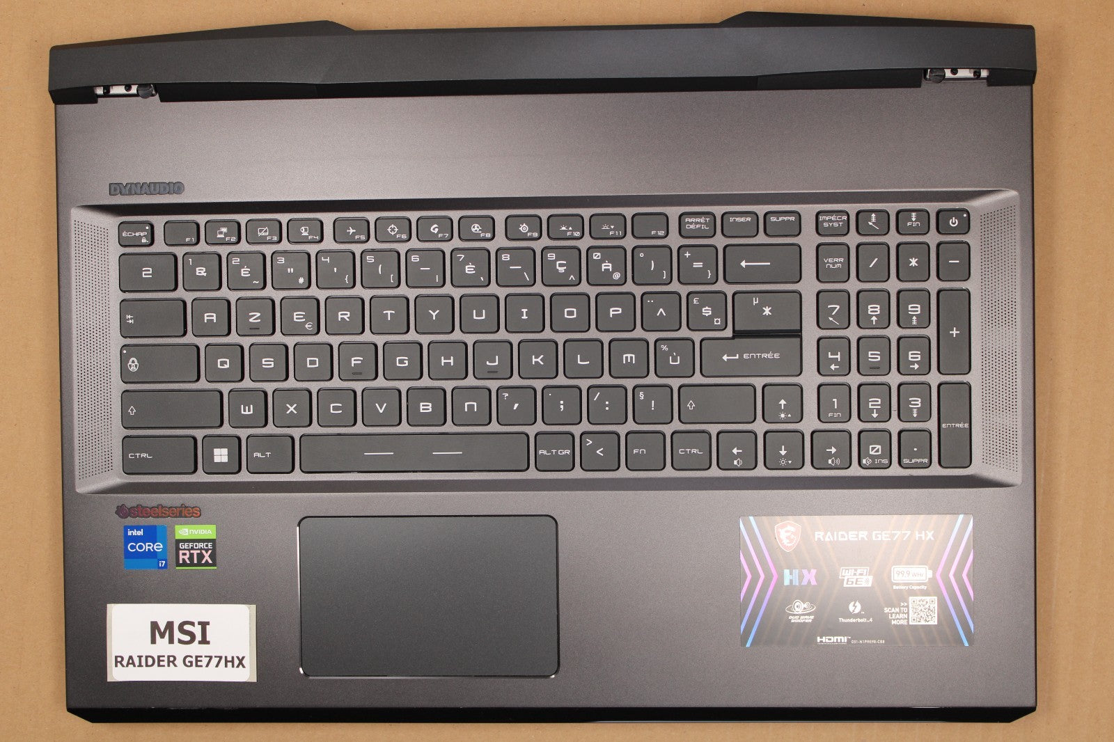 Plasturgie avec clavier azerty - MSI RAIDER GE77HX