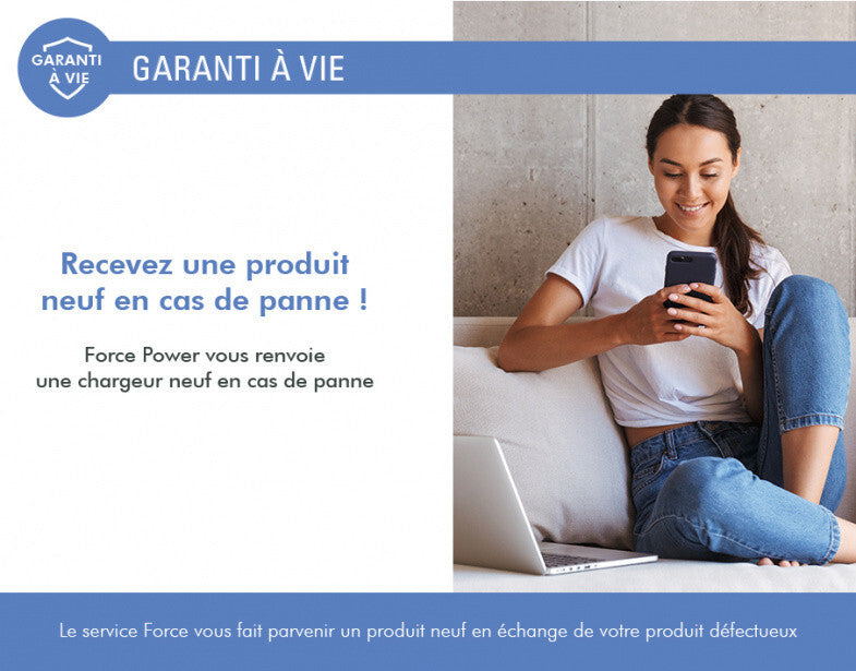 Chargeur Secteur GaN 30W Force Power, USB C Power Delivery, Garantie à Vie