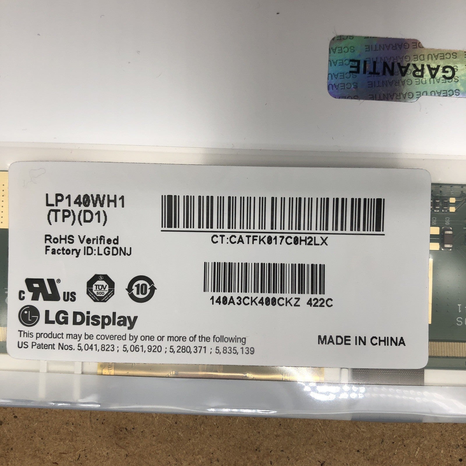 Dalle écran  type LP140WH1 (TP)(D1) 1