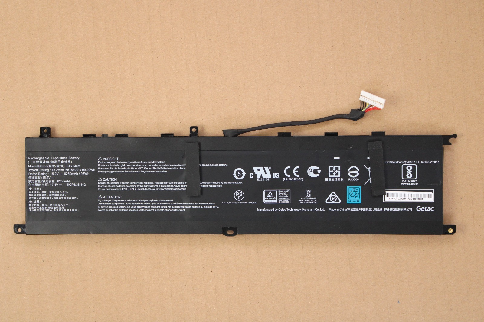 Batterie - MSI -Type BTY-M6M