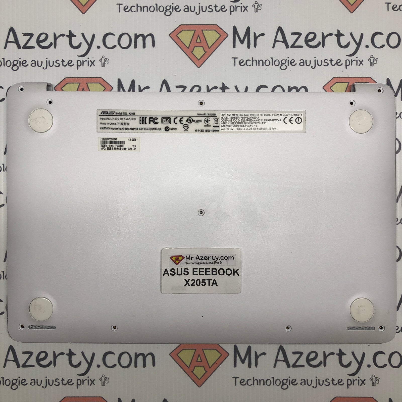 Plasturgie basse complète + clavier azerty - Asus EEEBOOK X205TA