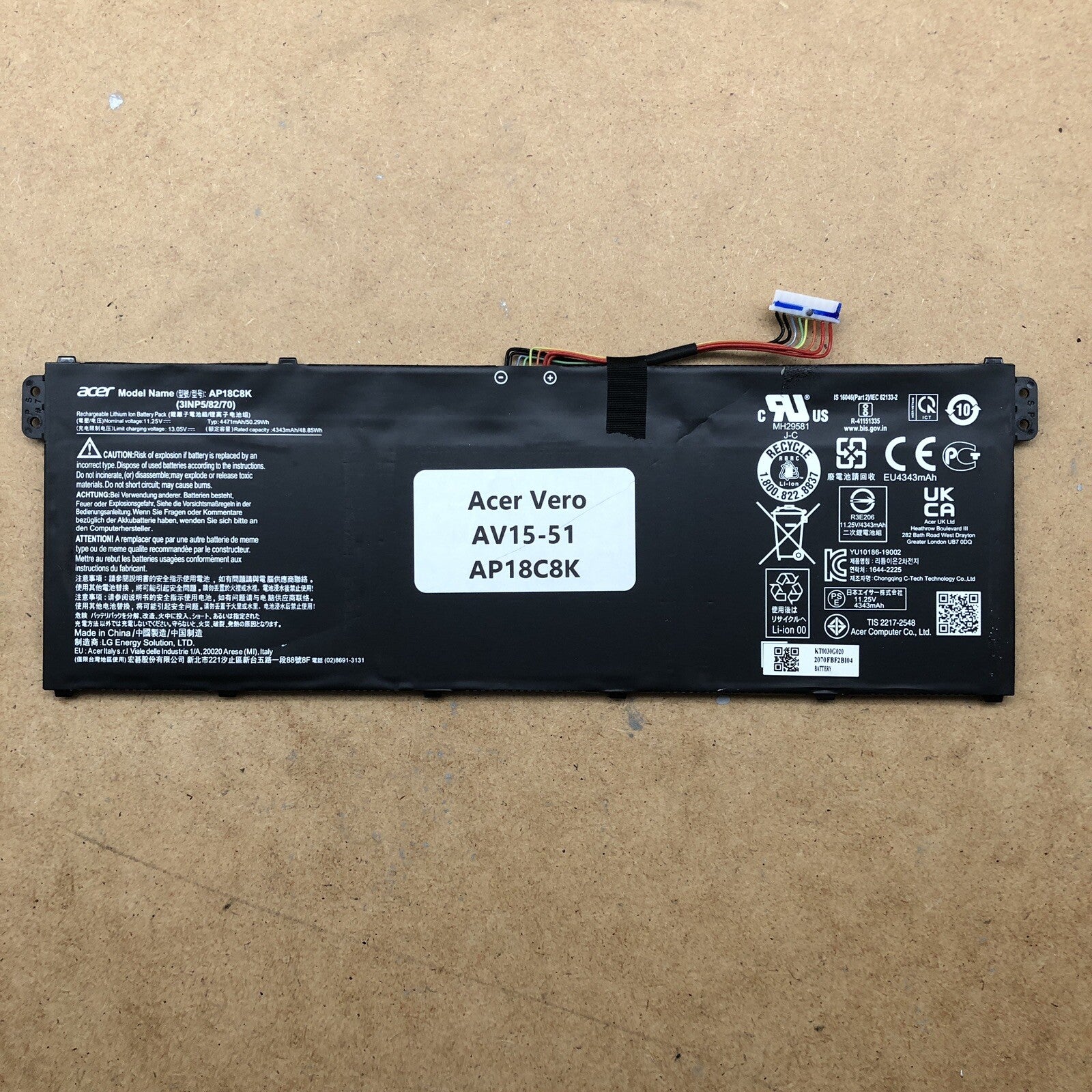 Batterie - Acer vero AV15-51 - type AP18V8K