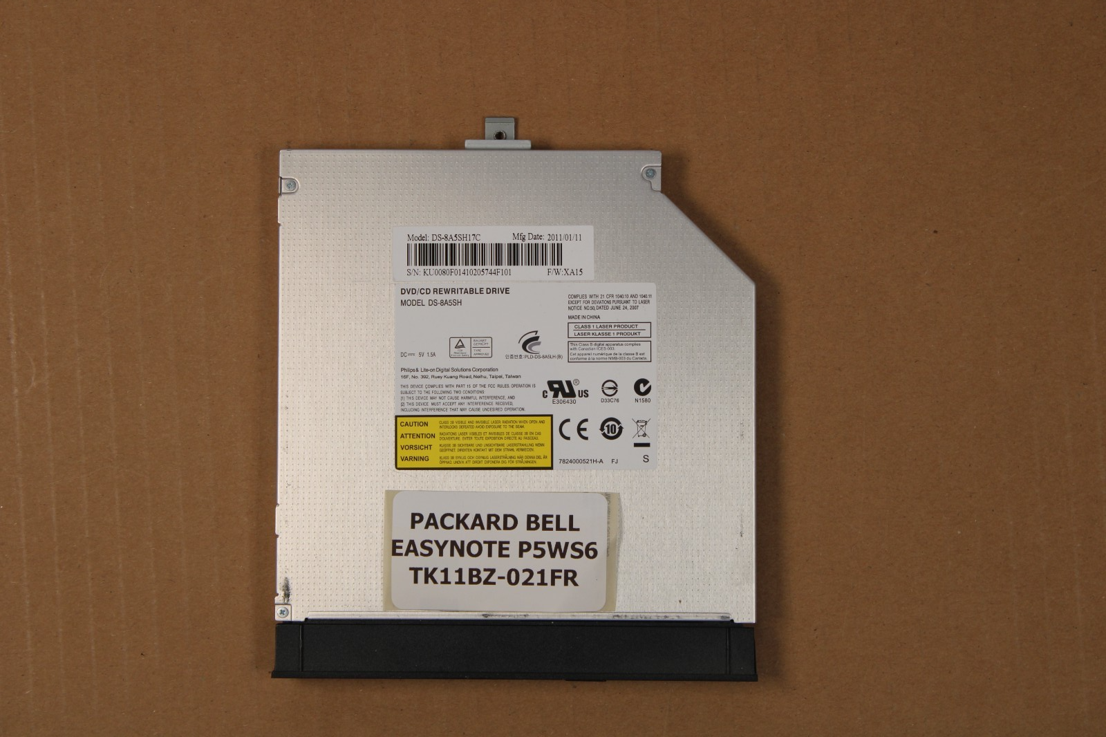Lecteur/Graveur DVD  - Packard Bell Easynote P5WS6 TK11BZ-021FR