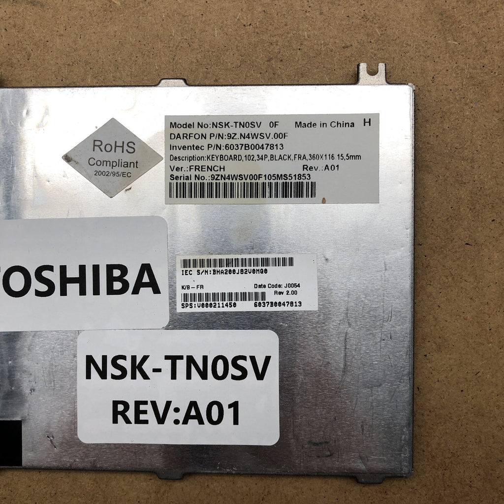 Clavier azerty - NSK-TNOSV - Rev : A01 - TOSHIBA