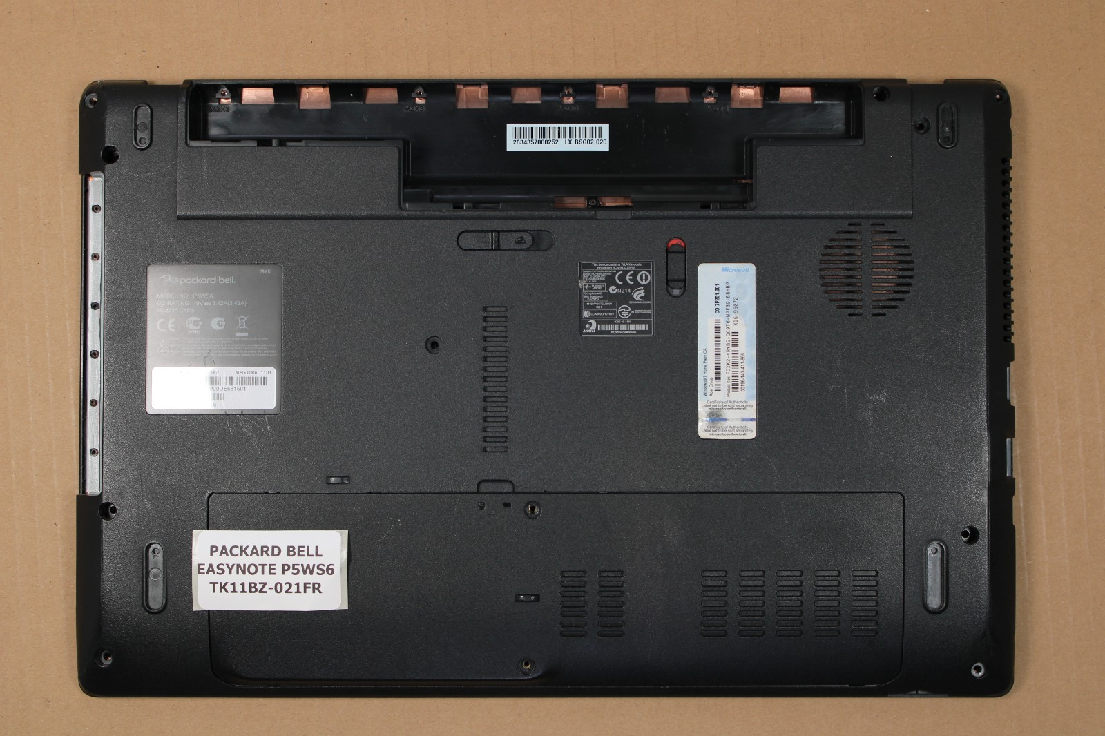 Plasturgie  - Packard Bell Easynote P5WS6 TK11BZ-021FR