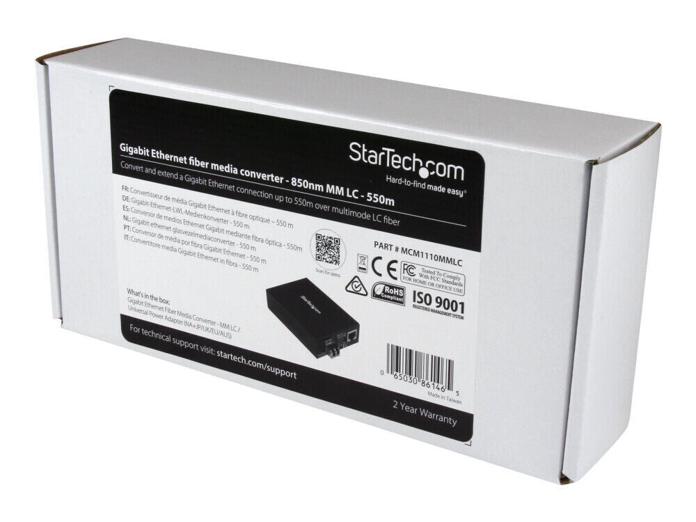 Convertisseur de Média Fibre Multimode (MM) LC pour Réseau 10/100/1000 - 550m