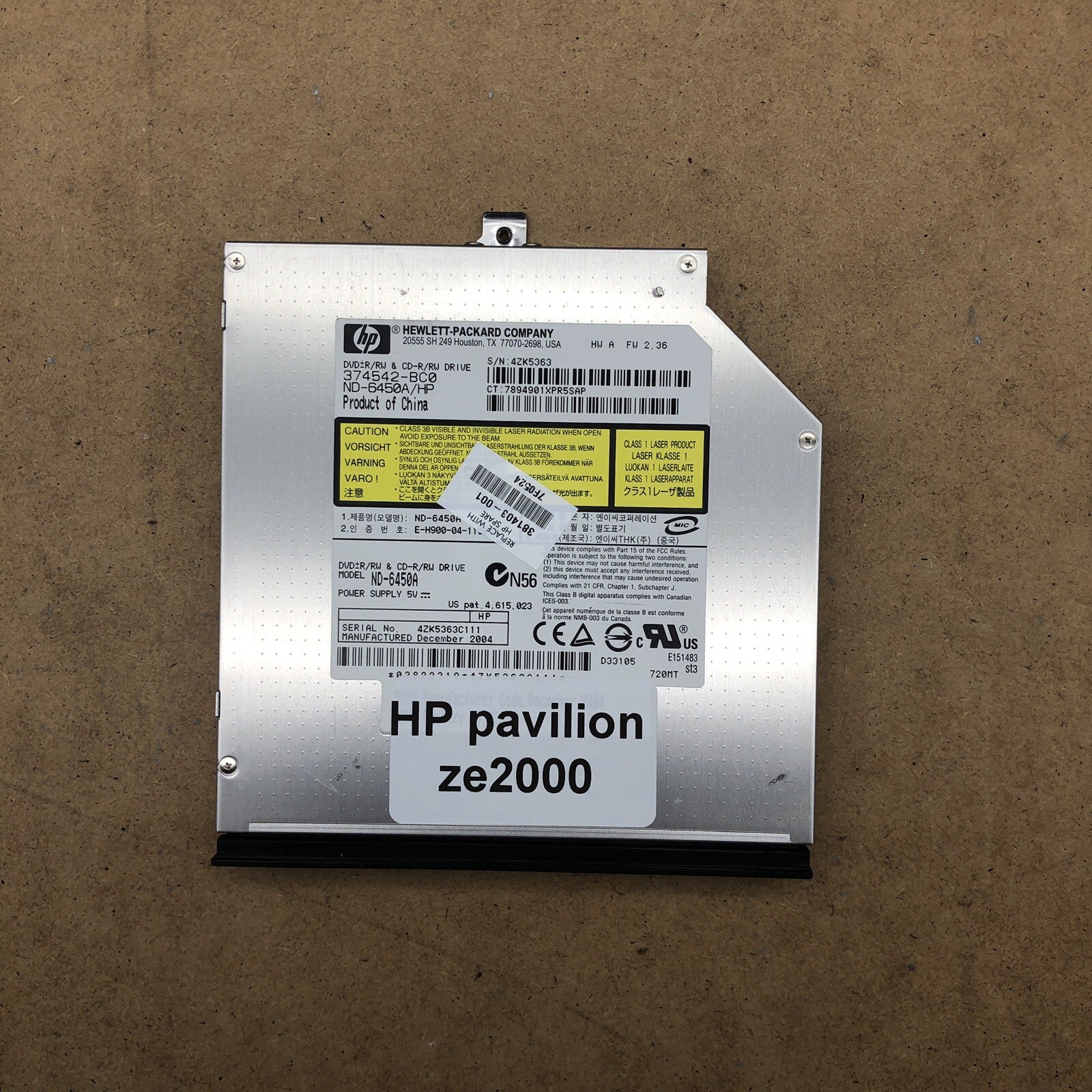 Lecteur/graveur DVD - HP Pavilion ze2000