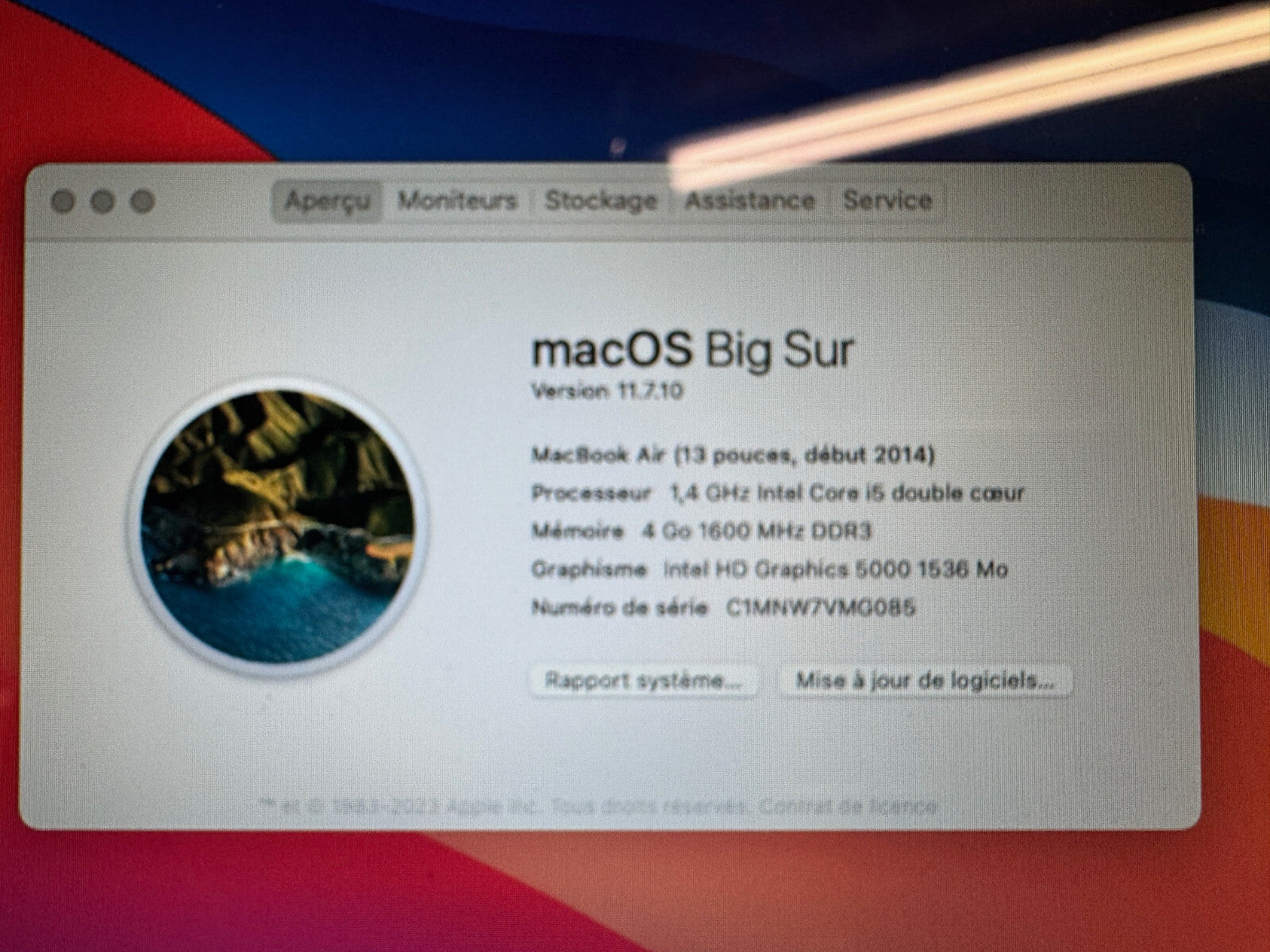 Carte mère - MacBook A1466 i5 1.4ghz 4GO début 2014 (1)