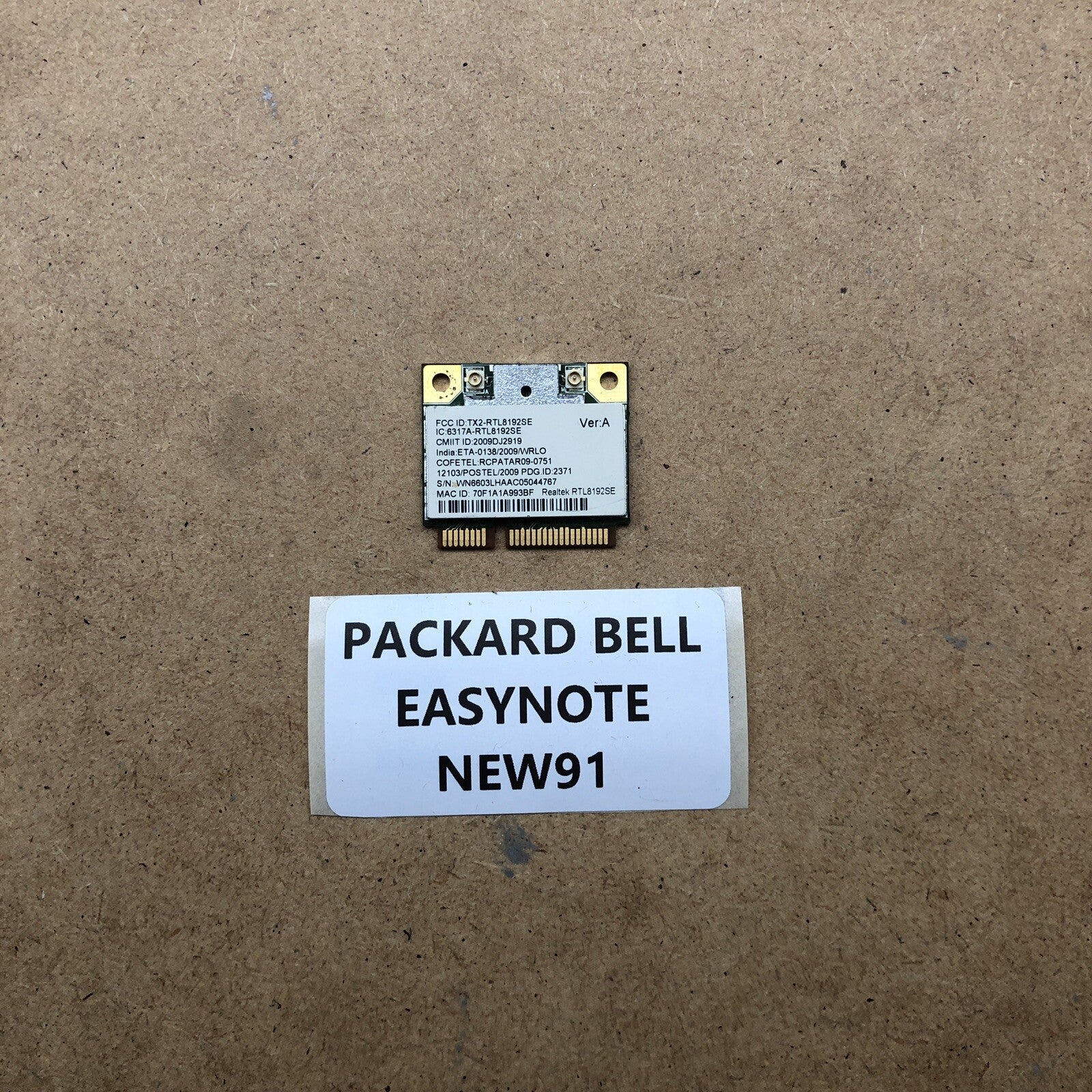 Carte wifi - Packard Bell Easynote New91