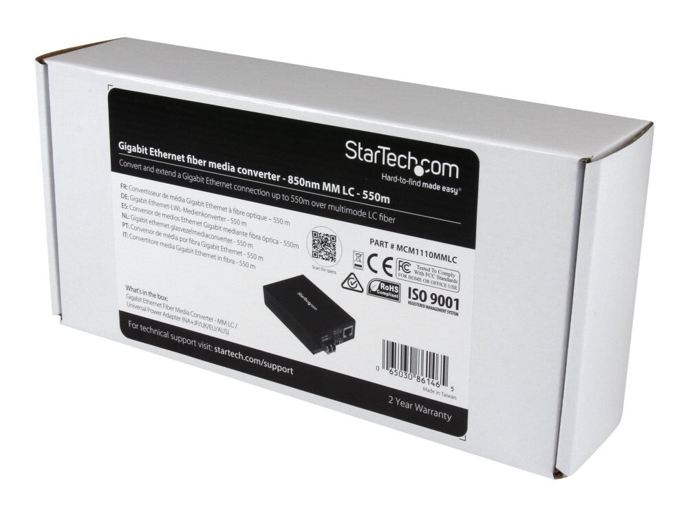 Convertisseur de Média Fibre Multimode (MM) LC pour Réseau 10/100/1000 - 550m