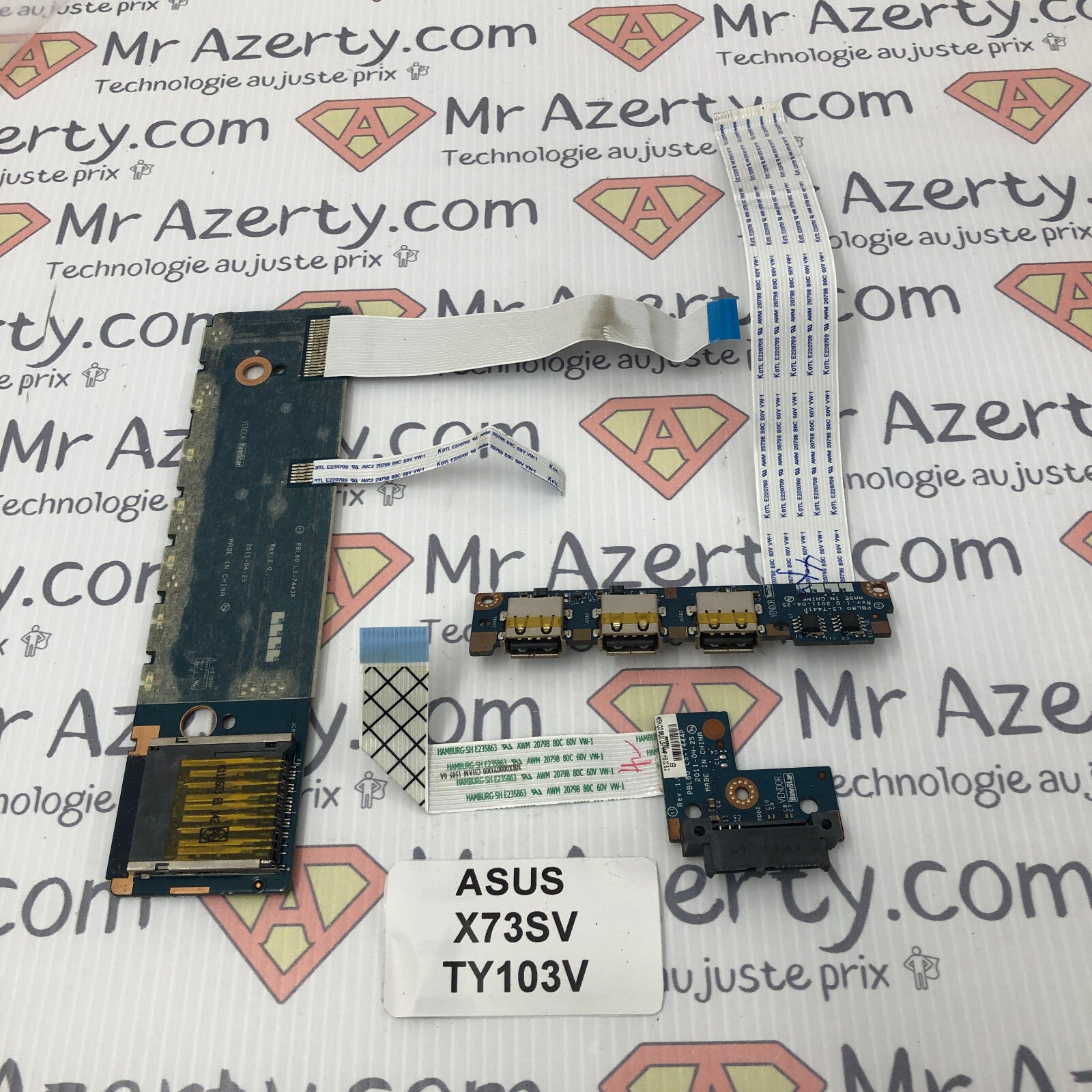 Ensemble connectique (USB - SD - LCD - webcam) - Asus X73SV-TY103V