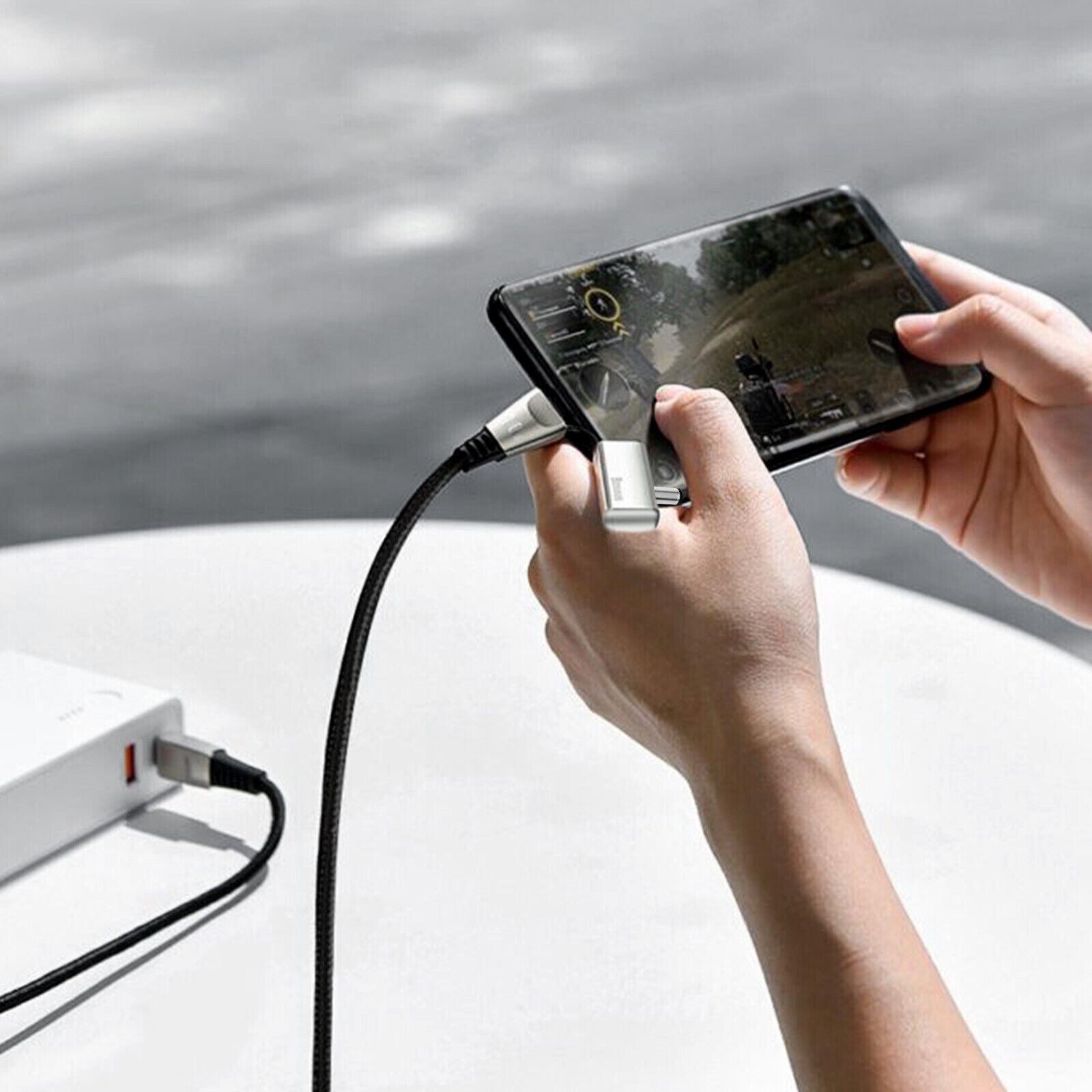 Câble USB-C / USB-C + Prise AC 5.5*2.5mm 100W Charge Rapide Nylon 2m Baseus Noir