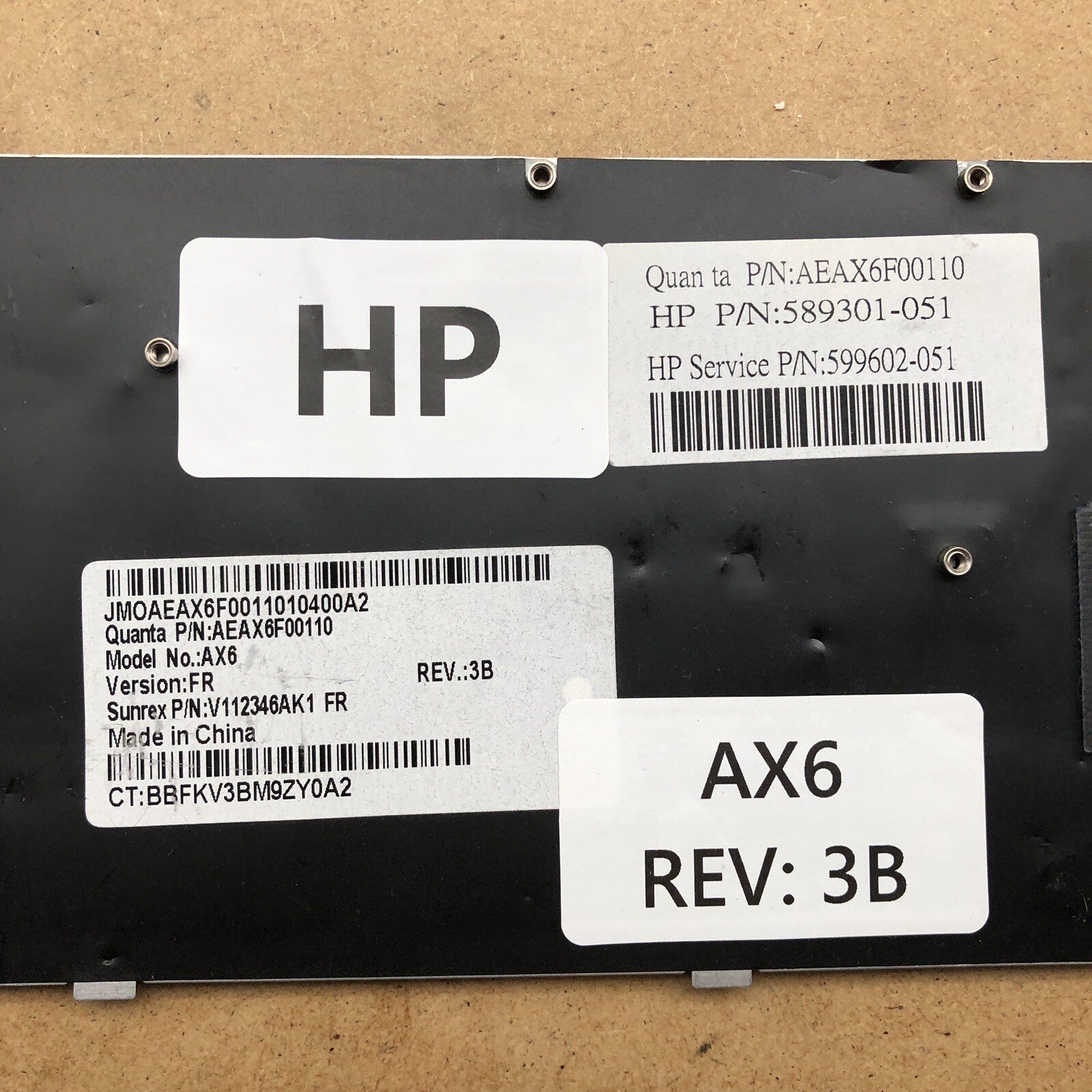Clavier azerty - AX6 - Rev : 3B - HP