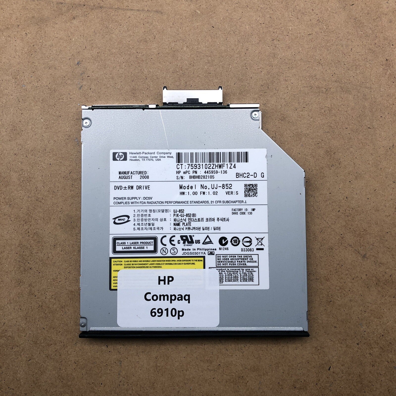 Lecteur/graveur DVD - HP COMPAQ 6910p