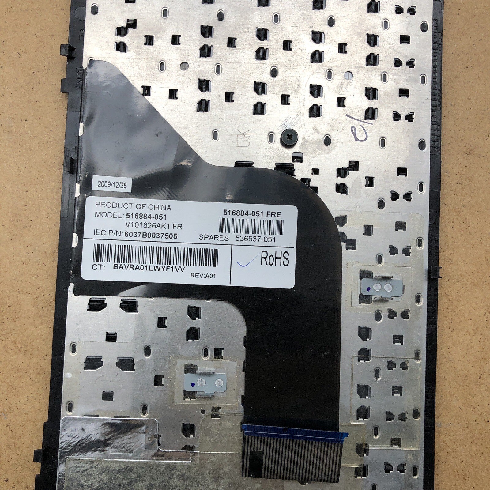 Clavier azerty - 516884-51 - Rev : A01 - HP