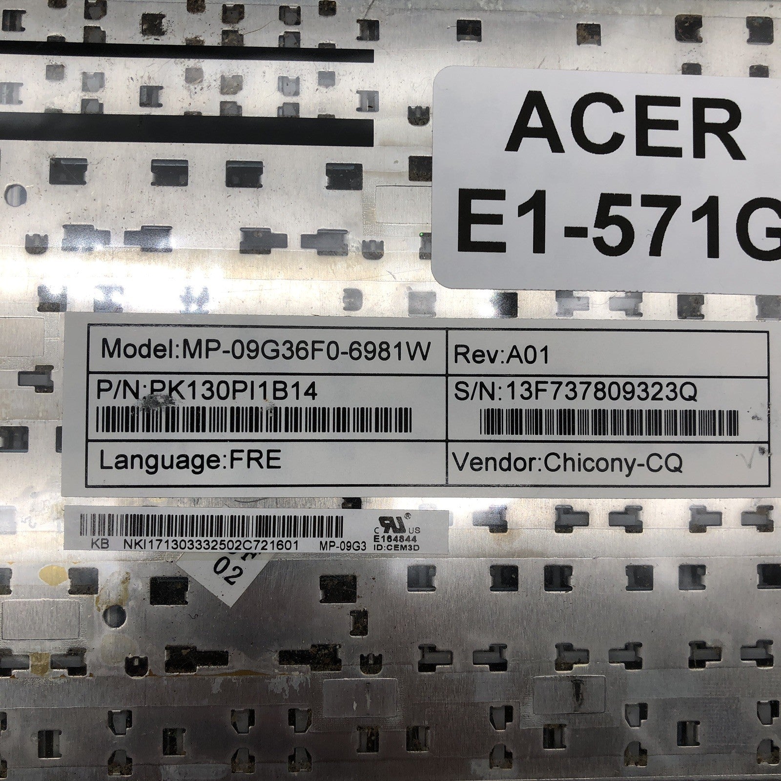 Clavier azerty - Acer E1-571G